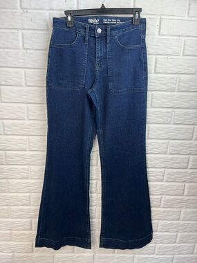 MOSSIMO DENIM HIGH RISE WIDE LEG DARK DENIM JEANS SUPER STRETCH  SZ 4/27 33 long